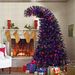 6 Ft Hinged Fraser Fir Artificial Fir Bent Top Christmas Tree, Bendable Grinch Style Christmas Tree Holiday Decoration W/1,080 Lush Branch Tips, 250 LED Lights_maomaolike.com
