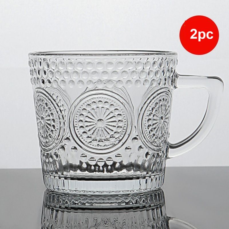 2pcs Striped Glass Cups, Beverage Cups, Water Cups, Milk Coffee Cups_maomaolike.com