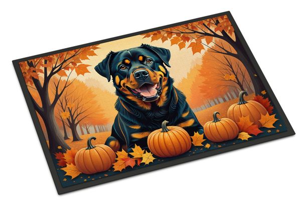 Rottweiler Fall Doormat Front Door Mat Indoor Outdoor Rugs For Entryway, Non Slip Washable Low Pile, 24H X 36W_maomaolike.com