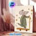 Sleepy Mouse Painting Poster, Warm-toned Cute Hand-drawn Poster, Whimsical Night-themed Design With Mouse In Striped Nightwear Riding Scooter, Ideal_maomaolike.com