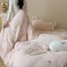 Wholesale Korean Style Princess Lace Milk Velvet Double-Sided Coral Fleece Thickened Warm Flannel Four-Piece Set_maomaolike.com