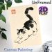 Ink Wash Cat Painting Poster, Serene Chinese Ink-style Spotted Sleepy Cat Poster, Artistic Calm Decor Option For Living Room, Bedroom_maomaolike.com