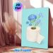 Blue Floral Toilet Roll Themed Painting Poster, Whimsical Soft Illustrative Poster, Unique Flower-in-toilet-roll Design Brings Lighthearted Charm_maomaolike.com