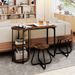 3-Piece Industrial Dining Table Set For Small Space Adjustable Foot 2 Side Shelves For Dining, Relaxing, Or Working_maomaolike.com