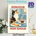 French Café Themed Cat Painting Poster, Warm-toned Vintage Cartoon Poster, Charming Design With Calico Cat, Coffee And Crepe, Cozy French Vibe Decor_maomaolike.com