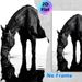 Black Horse Drinking Painting Poster, Monochrome Realistic Horse & Water Reflection Poster, Tranquil Elegant Wall Art, Suitable For Living Room_maomaolike.com