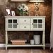 Sideboard Console Table With Bottom Shelf,Farmhouse Wood/Glass Buffet Storage Cabinet Living Room_maomaolike.com