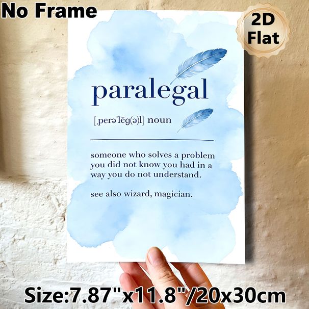Paralegal Definition Painting Poster, Soft Blue Watercolor Style Poster, Humorous Legal-themed Decor, Ideal For Law Offices And Study Spaces_maomaolike.com