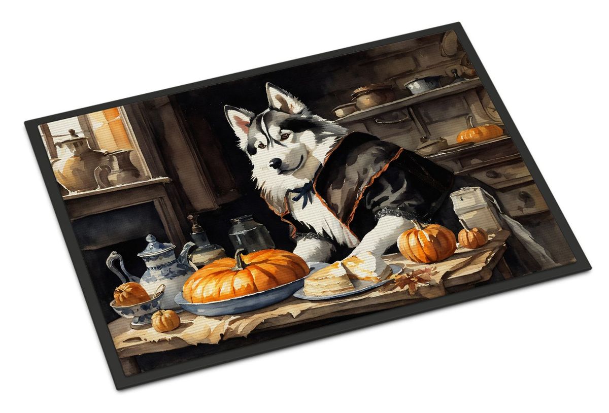 Siberian Husky Fall Kitchen Pumpkins Doormat Front Door Mat Indoor Outdoor Rugs For Entryway, Non Slip Washable Low Pile, 24H X 36W_maomaolike.com