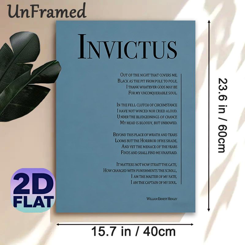 Invictus Poem Painting Poster, Minimalist Typographic Text Art Poster, Inspirational Literary Verse Decor Ideal For Home Office, Living Room_maomaolike.com