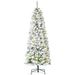 6 Ft Pre-Lit Snow-Flocked Slim Douglas Fir Artificial Christmas Tree With Realistic Branches, 250 LED Lights And 462 Tips_maomaolike.com