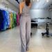 Women's clothing fashion temperament sleeveless hollow shirt high waist wide leg pants two-piece suit_maomaolike.com