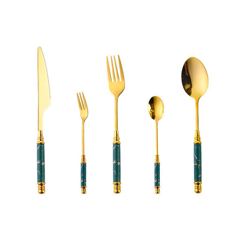 5PCS Ceramic Handle Portable Olden Dinnerware Set Tableware Set Cutlery Set Flatware Set_maomaolike.com