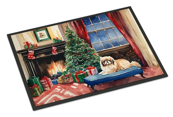 Pekingese Cozy Christmas Doormat Front Door Mat Indoor Outdoor Rugs For Entryway, Non Slip Washable Low Pile, 24H X 36W_maomaolike.com
