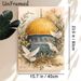 Peaceful Golden Dome & White Doves Painting Poster, Soft Watercolor Style Detailed Religious Architecture With Olive Branches Poster, Serene Spiritual_maomaolike.com