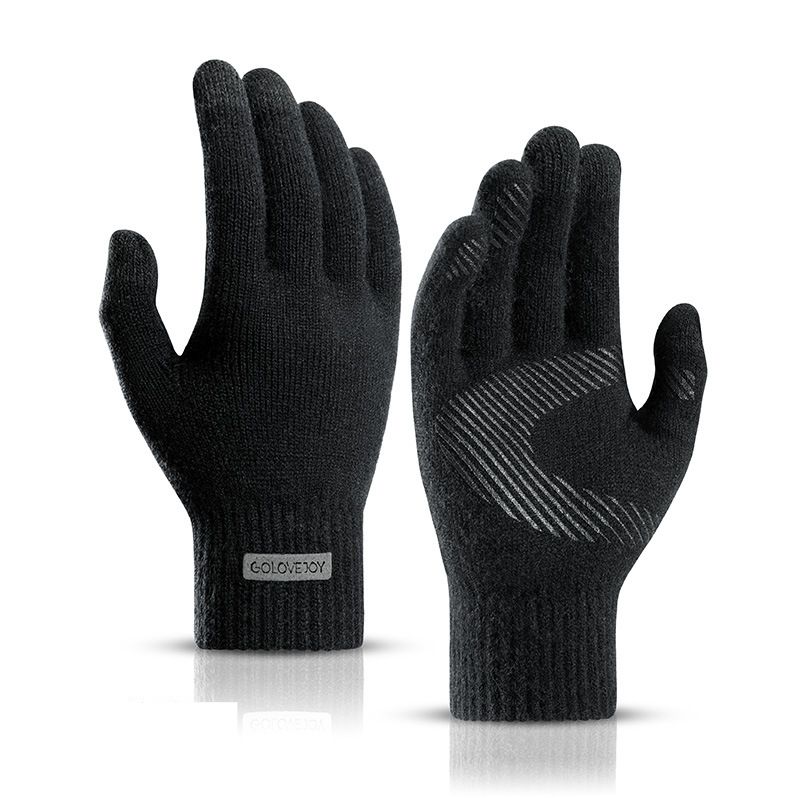 Sports Gloves Skiing Cycling Motorcycle Hiking Touch Screen Gloves Knit Warm Gloves For Men Touch Screen Thickened With Lint Gloves_maomaolike.com