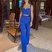 Women's Clothing new summer sexy suspenders solid color high waist slim straight pants suit_maomaolike.com