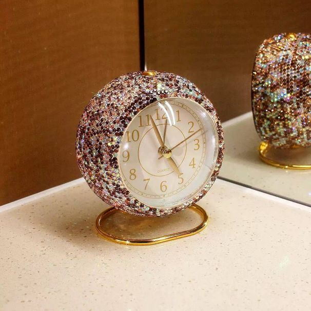 Light luxury silent alarm clock for students wake-up device Advanced sense diamond-encrusted desktop clock home high appearance level bedroom set_maomaolike.com