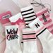 Unisex Socks female long tube ins tide high appearance level Sen department middle tube student white word mother and daughter grow socks female_maomaolike.com