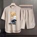 Men's Clothing 2024 Waffle Casual Summer Suit Men's Loose Teen Short sleeved T shirt Shorts Handsome Two piece Suit_maomaolike.com