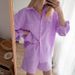 Women's Clothing Versatile Shirt Elastic Waist Shorts Cotton Linen Two Piece Set_maomaolike.com