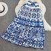 Women's Clothing Casual Celadon Print Camisole Two piece Set High Waist Slim A Line Swing Skirt Summer_maomaolike.com