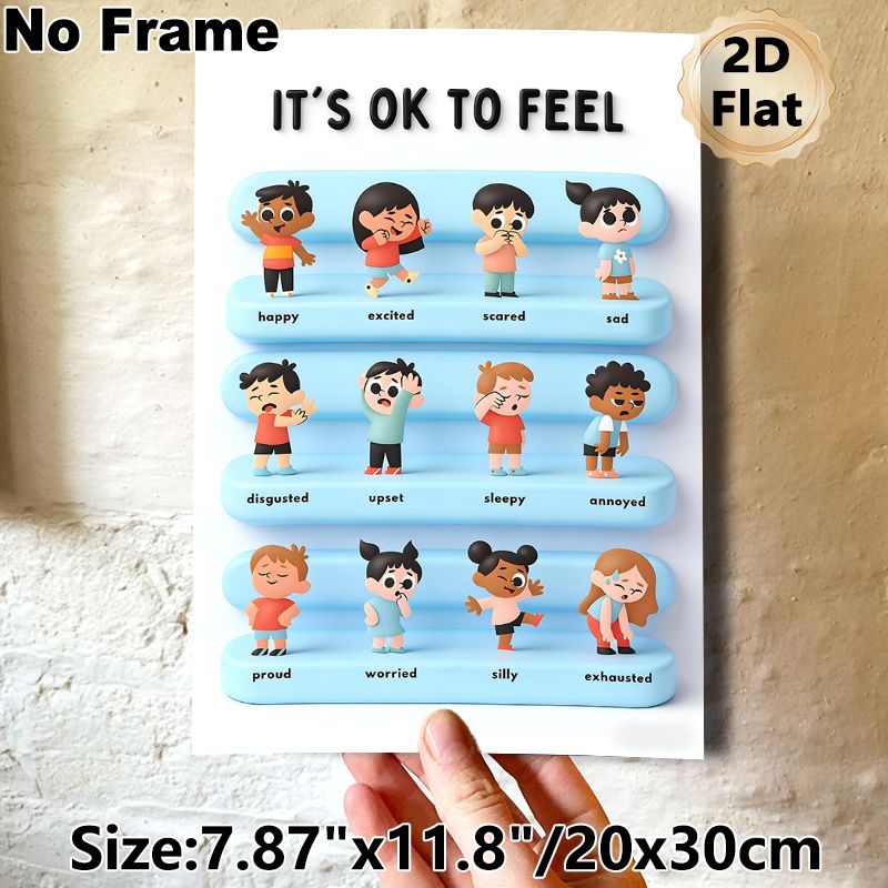 Emotion & Feeling Themed Painting Poster, Cute Cartoon Character Expression Poster, Aids In Recognizing Various Emotions, Ideal For Home And Learning_maomaolike.com