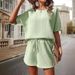 Holiday Daily Women's Simple Style Solid Color Polyester Jacquard Shorts Sets Shorts Sets_maomaolike.com