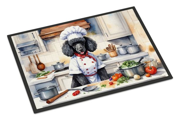 Black Poodle The Chef Doormat Front Door Mat Indoor Outdoor Rugs For Entryway, Non Slip Washable Low Pile, 24H X 36W_maomaolike.com