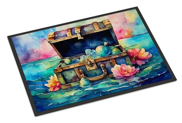 Treasure Chest Doormat Front Door Mat Indoor Outdoor Rugs For Entryway, Non Slip Washable Low Pile, 24H X 36W_maomaolike.com
