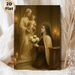 Religious Madonna With Child Painting Poster, Vintage Warm-toned Devotional Scene With Nun Holding White Roses Poster, Serene Spiritual Artwork Ideal_maomaolike.com