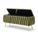 Oval Storage Bench With Gold Legs,Velvet Fabric ,Woven,Upholstered Ottoman Storage Benches For Bedroom End Of Bed,Sherpa Fabric Bench For Living Room,Dining Room,Entryway,Bed Side,Olive Green_maomaolike.com
