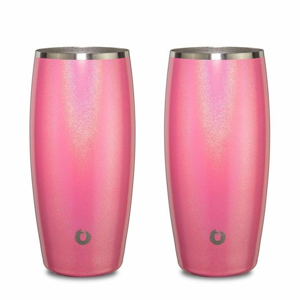 Stainless Steel Beer Glass Set, Set Of 2 - Shimmer Pink_maomaolike.com