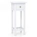 2 Tier Slim Nightstand Bedside Table With Drawer Shelf_maomaolike.com