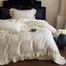 1 Jacquard Striped French Korean Style Fresh 100% Long-staple Cotton Four-piece Bedding Set With Lace Trim_maomaolike.com