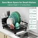 MOUKABAL Dish Drying Rack With Drainboard For Kitchen Counter, Black_maomaolike.com