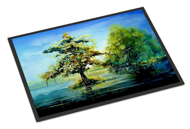 Cypress Tree In The Bayou Blue Doormat Front Door Mat Indoor Outdoor Rugs For Entryway, Non Slip Washable Low Pile, 24H X 36W_maomaolike.com