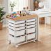 10-Drawer Rolling Cart With Wooden Tabletop And Lockable Wheels For Office For Offices, Studios, And Classrooms_maomaolike.com