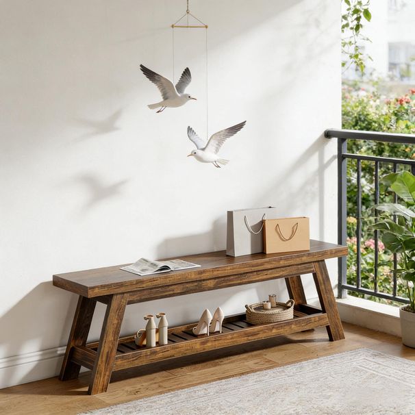 Entryway Bench, 2-Tier Foyer Seating Bench With Shoe Storage_maomaolike.com