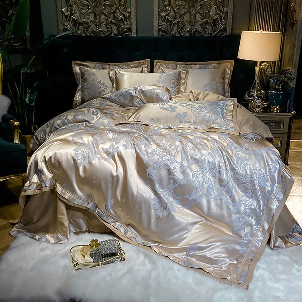 Manufacturer Wholesale Light Luxury European Style All Satin Jacquard Four-Piece Bridal Wedding Room Pure Cotton 4-Piece Bedding S_maomaolike.com