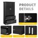 Tall Bathroom Storage Cabinet, Cabinet With Two Doors And Drawers, Adjustable Shelf, MDF Board_maomaolike.com