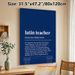 Latin Teacher Definition Painting Poster, Minimalist Typographic Dark Blue Poster With Greek Column Outline, Informative Humorous Decor Ideal For_maomaolike.com