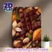 Chocolate & Nut Gourmet Painting Poster, Rich-toned Realistic Food Illustration Poster, Appetizing Food-themed Decor Ideal For Kitchen, Dining Room_maomaolike.com