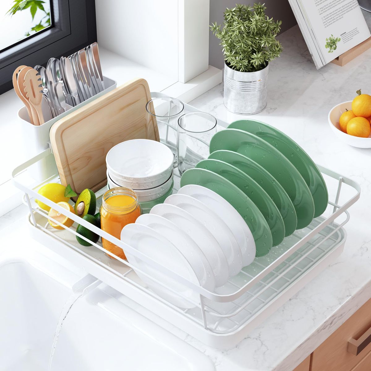 Kitsure Dish Drying Rack For Kitchen Counter, 12''W X 15.5''L, Black_maomaolike.com