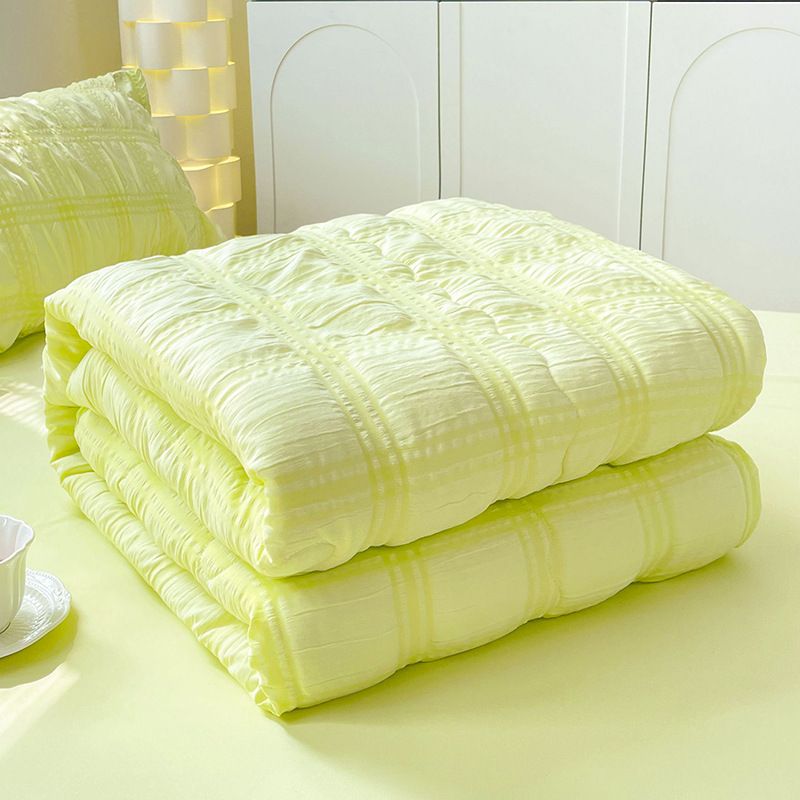 Simple Fashion Summer Four-Piece Set Washed Cotton Double Air Conditioner Bubble Gauze Thin Quilt Core_maomaolike.com