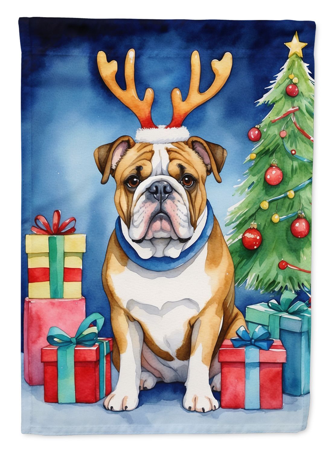 English Bulldog Christmas Reindeer Garden Flag Mailbox Flag Decorative Yard Flag Banner Outside Patio Artwork Yard Flower Beds, Garden Size, Multicolor_maomaolike.com