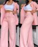 Women's Clothing Elegant Floral Sleeveless Suit Jacket + Lace Up Casual Trousers Suit_maomaolike.com