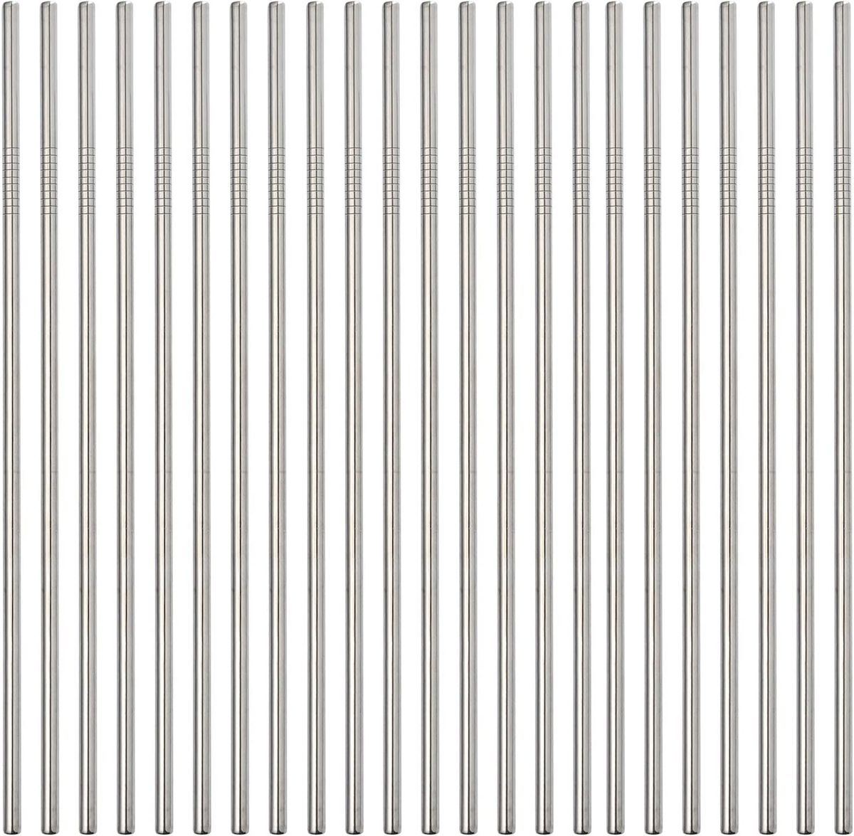 100pcs/lot Manufacturer Wholesale Reusable 8.5inch Silver 304 Stainless Steel Metal Beverage Straight And Bent Straws 215*6_maomaolike.com