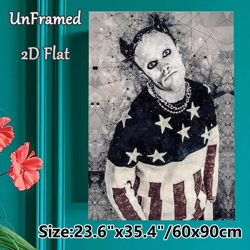 Patriotic Figure Painting Poster, Vintage Grunge Mesh-style Poster, Distressed Artistic Design With US Flag Elements, Ideal For Living Room, Studio_maomaolike.com