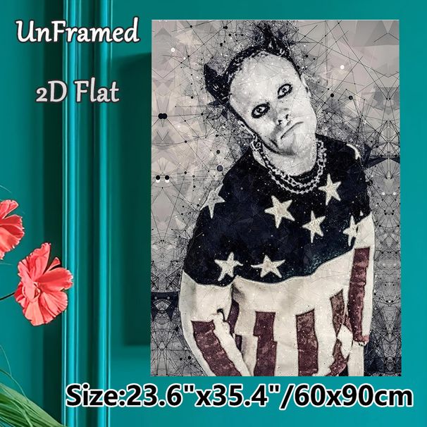 Patriotic Figure Painting Poster, Vintage Grunge Mesh-style Poster, Distressed Artistic Design With US Flag Elements, Ideal For Living Room, Studio_maomaolike.com